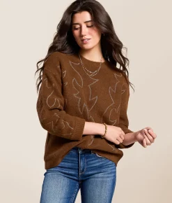 Tops | Blue B Western Stitch Sweater Brown