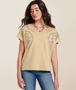 Tops | Blue B Western Stitch Top Beige