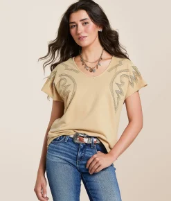Tops | Blue B Western Stitch Top Beige