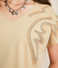 Tops | Blue B Western Stitch Top Beige