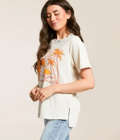 Tops | Ariat Western Surfer Boyfriend T-Shirt Oatmeal Heather