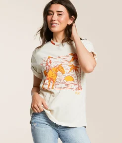 Tops | Ariat Western Surfer Boyfriend T-Shirt Oatmeal Heather