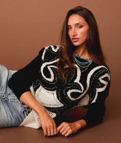 Tops | Sterling & Stitch Western Sweater Black Cream