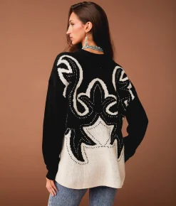 Tops | Sterling & Stitch Western Sweater Black Cream
