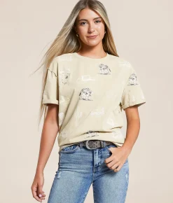 Blue B Western T-Shirt Beige Multi Sale