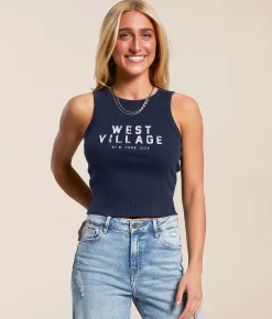 FITZ + EDDI West Village Cropped Tank Top Navy Hot