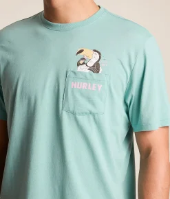 Hurley Wet Beaks T-Shirt Broken Jade Heather Clearance