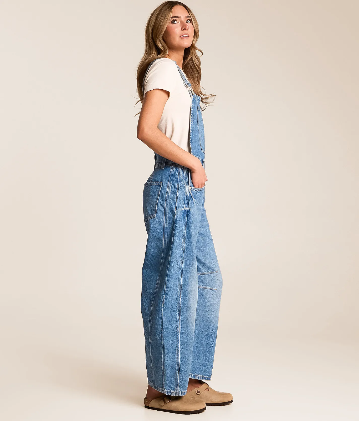 Rompers & Jumpsuits | Free People We The Free Good Luck Barrel Overalls Ultra Light Beam