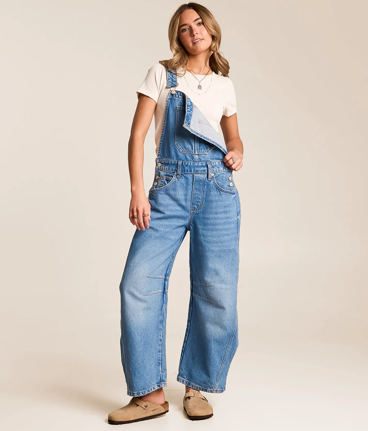 Rompers & Jumpsuits | Free People We The Free Good Luck Barrel Overalls Ultra Light Beam