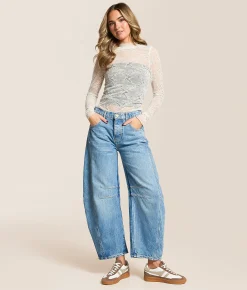 Jeans|Bottoms | Free People We The Free Good Luck Mid-Rise Barrel Jean Ultra Light Beam