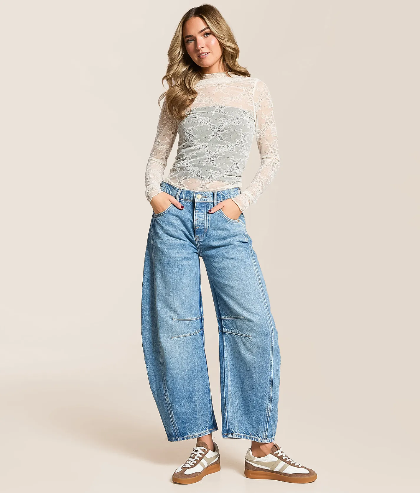 Jeans|Bottoms | Free People We The Free Good Luck Mid-Rise Barrel Jean Ultra Light Beam