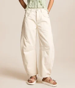 Free People We The Free Good Luck Mid-Rise Barrel Jean Milk Clearance