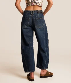 Free People We The Free Good Luck Mid-Rise Barrel Jean Deep End Clearance