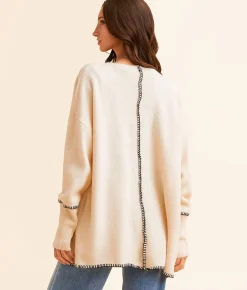 Tops | BKE Whipstitch Cardigan Sweater Birch