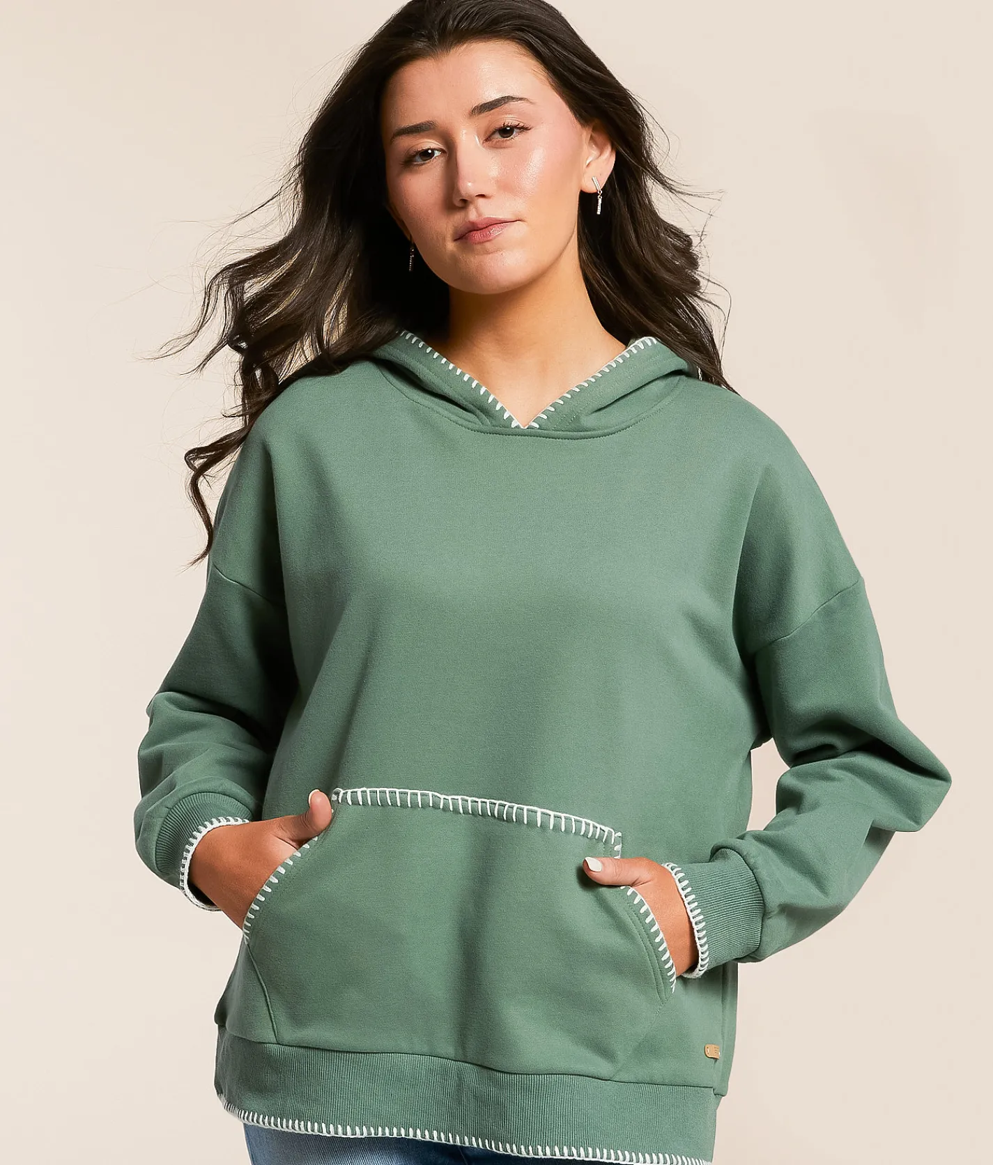 BKE Whipstitch Hooded Sweatshirt Sea Spray Best