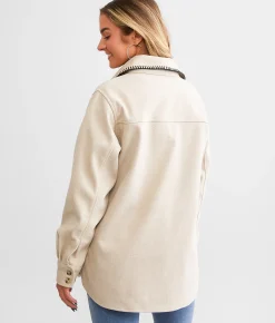 BKE Whipstitch Shacket Beige Sale
