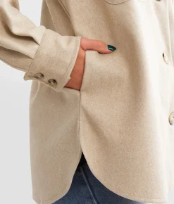 BKE Whipstitch Shacket Beige Sale