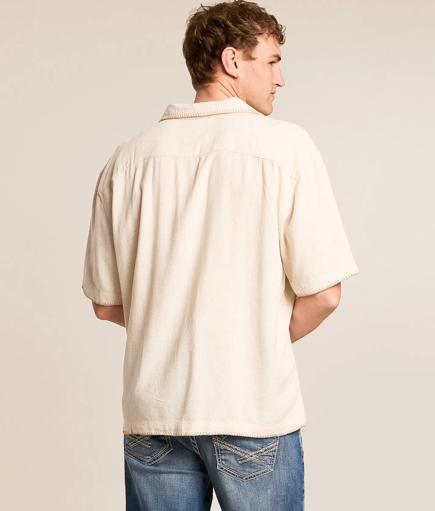 Tops | Rhythm Whipstitch Shirt Natural