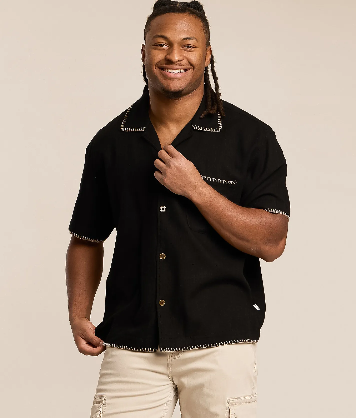 Tops | Rhythm Whipstitch Shirt Black