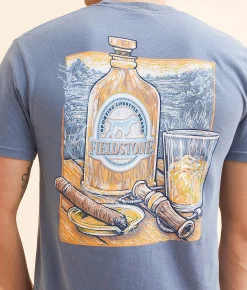 Graphic T-Shirts | Fieldstone Whiskey Bottle T-Shirt Blue Jean