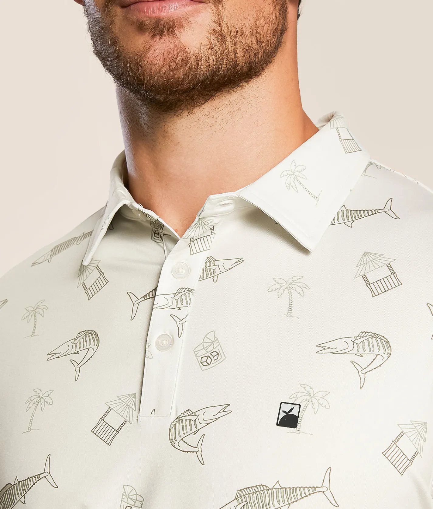 Flomotion Whiskey Wahoo Performance Polo Cream Outlet