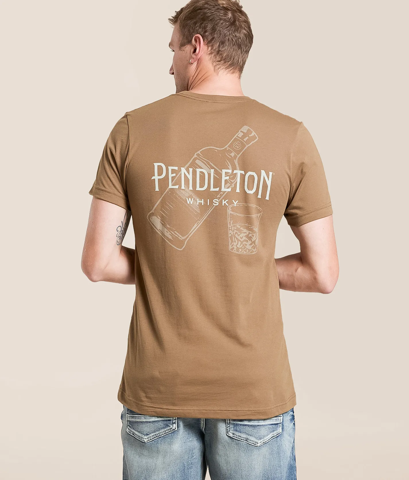 Pendleton Whisky Happy Hour T-Shirt Vintage Brown Hot