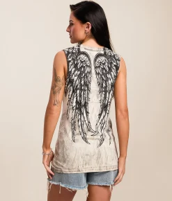 Tops | Affliction Whispering Thoughts Tank Top Off White Reactive