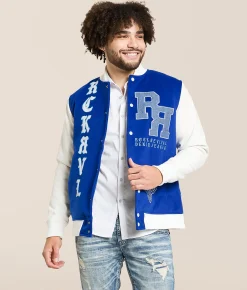 Tops|Coats & Jackets | Rock Revival White & Blue Varsity Jacket White Blue