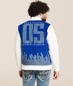 Tops|Coats & Jackets | Rock Revival White & Blue Varsity Jacket White Blue