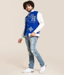 Tops|Coats & Jackets | Rock Revival White & Blue Varsity Jacket White Blue