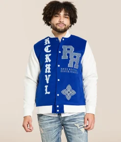 Tops|Coats & Jackets | Rock Revival White & Blue Varsity Jacket White Blue