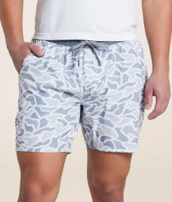 Bottoms|Activewear | BURLEBO Athletic Stretch Short White Camo