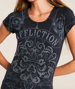 Affliction White Spectrum T-Shirt Black Lava Wash Hot