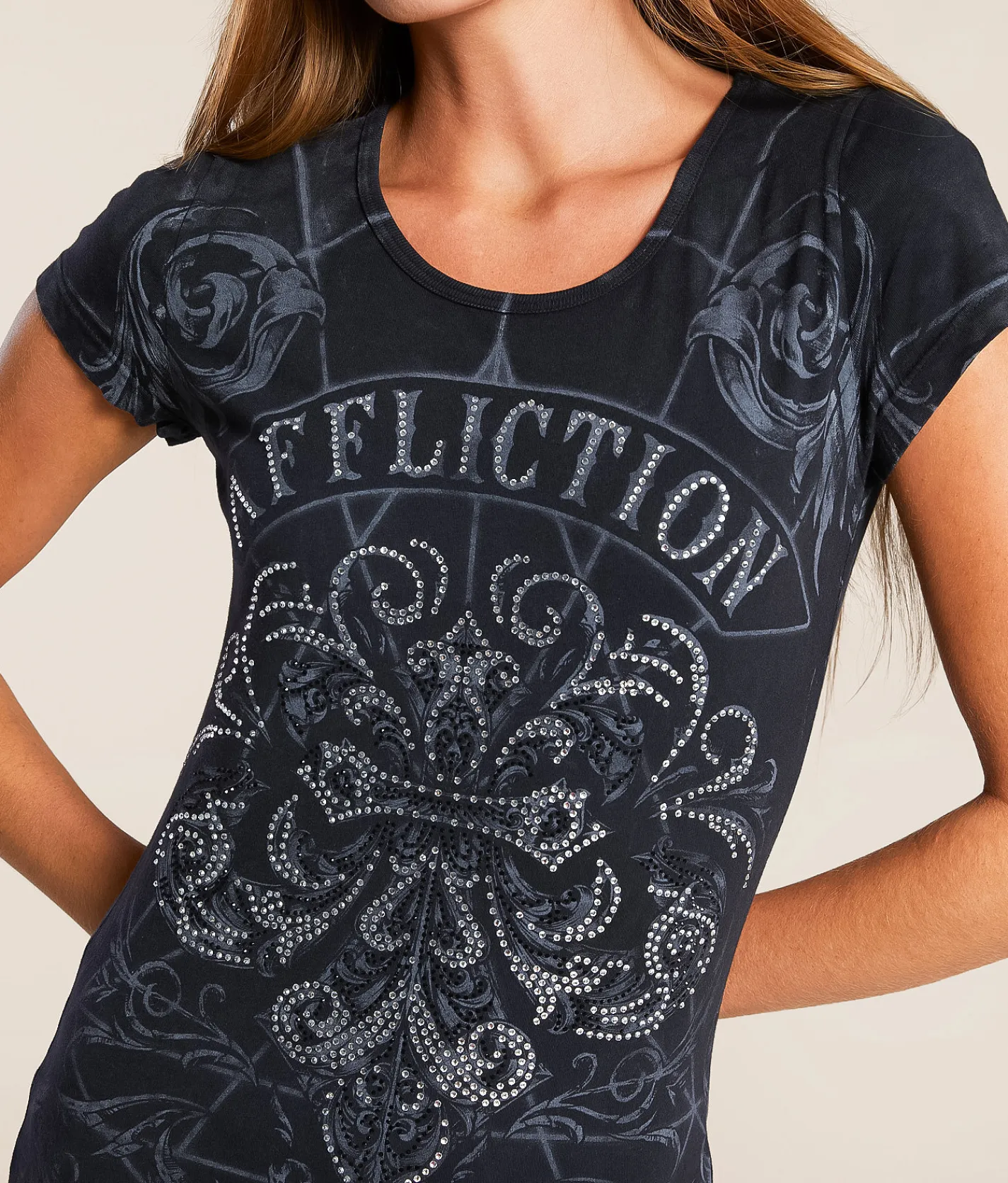 Affliction White Spectrum T-Shirt Black Lava Wash Hot