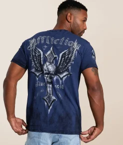 Tops|Graphic T-Shirts | Affliction Wicked T-Shirt Navy