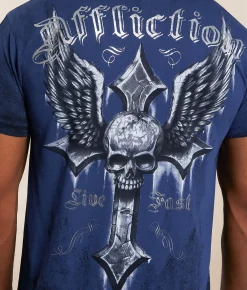 Tops|Graphic T-Shirts | Affliction Wicked T-Shirt Navy