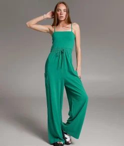 BKE Wide Leg Jumpsuit Green