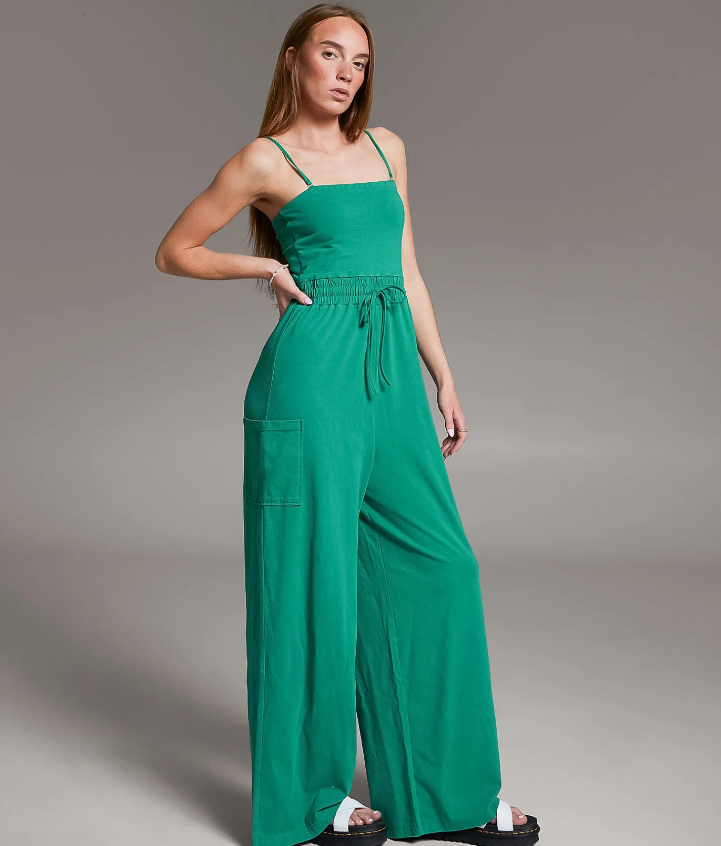 BKE Wide Leg Jumpsuit Green