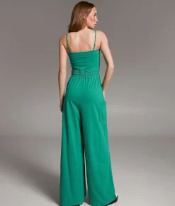 BKE Wide Leg Jumpsuit Green