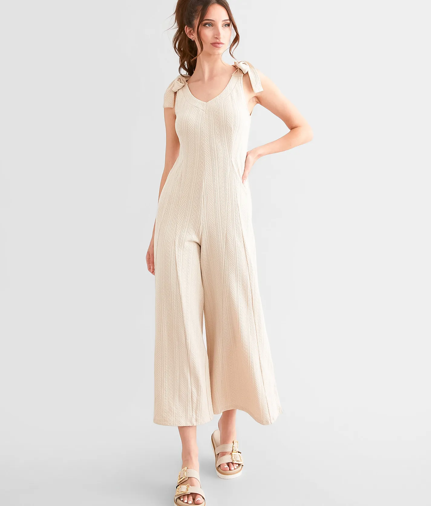 Polagram Wide Leg Patterned Jumpsuit Turtledove Outlet