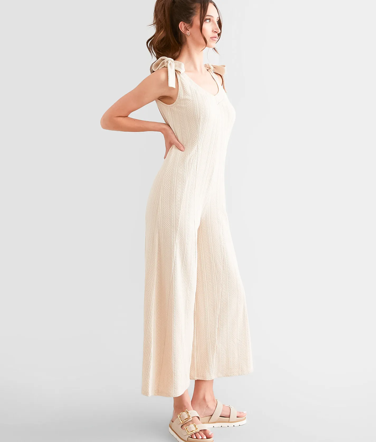 Polagram Wide Leg Patterned Jumpsuit Turtledove Outlet