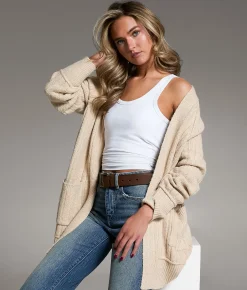 Tops | BKE Wide Ribbed Cardigan Sweater Beige