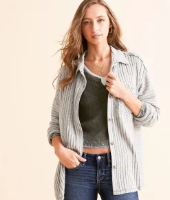 Tops | BKE Wide Ribbed Shirt Vetiver Heather