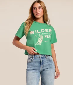Tops | Kimes Ranch Wilder Than The West Cropped T-Shirt Kelly Green