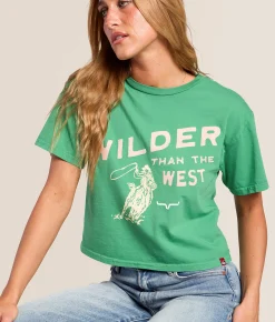 Tops | Kimes Ranch Wilder Than The West Cropped T-Shirt Kelly Green