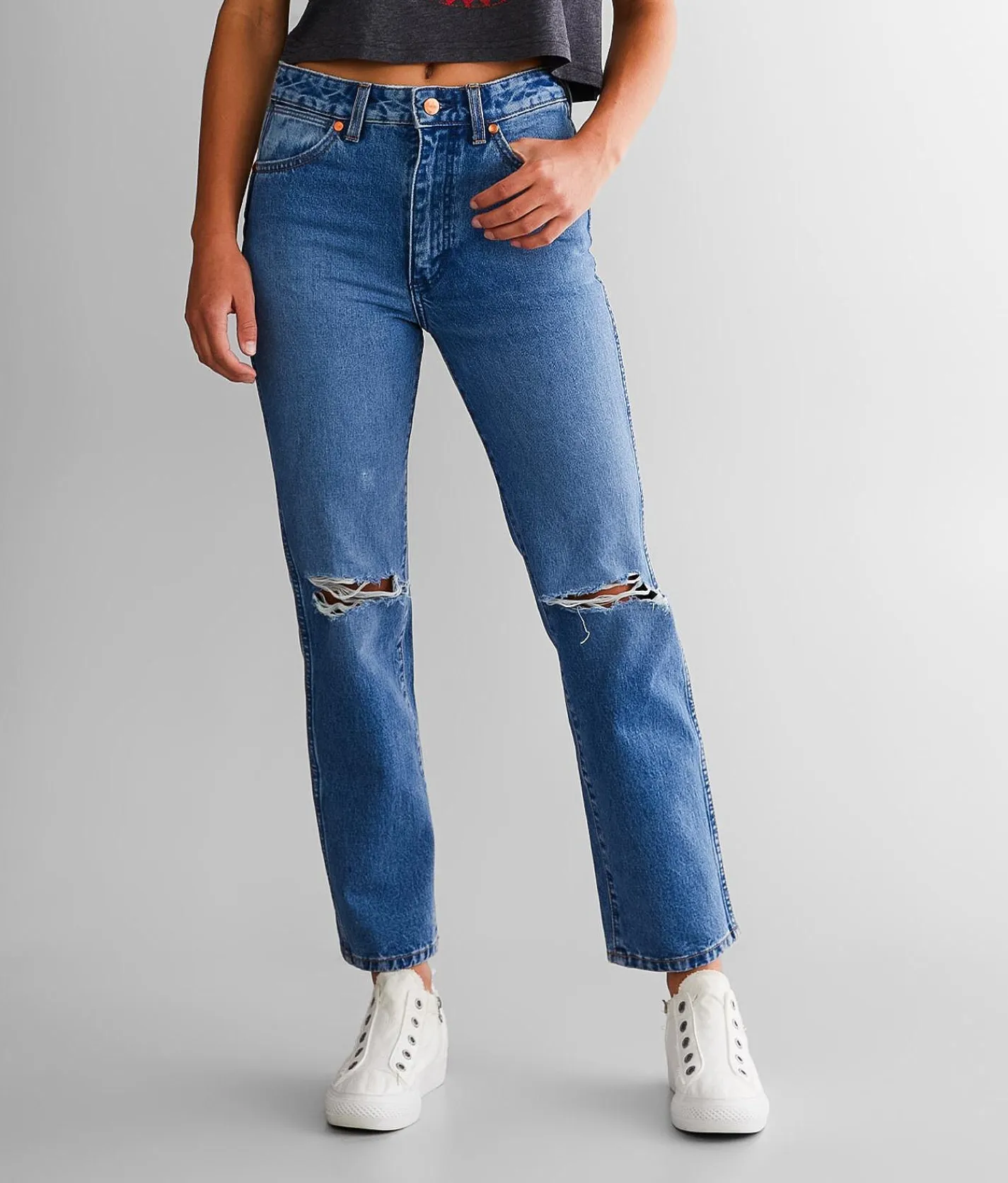 Wrangler® Wild West High Rise Straight Jean Patty Clearance