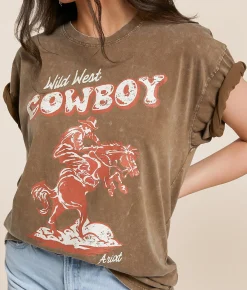 Tops | Ariat Wild West Oversized T-Shirt Toffee