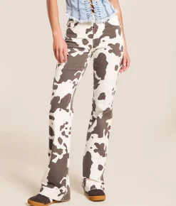 VERVET by Flying Monkey Willa Trouser Stretch Jean Cow Print Clearance