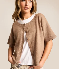 Willow & Root Willow & Root Marled Cardigan Sweater Coral Blush Best