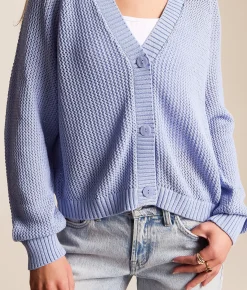 Willow & Root Willow & Root Open Weave Cardigan Sweater Blue Heron Hot